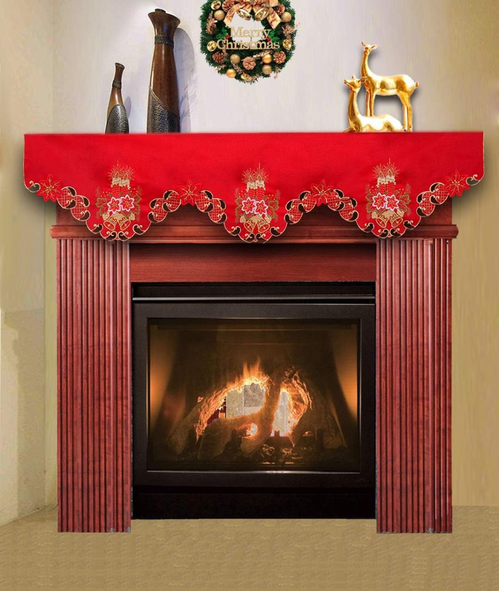 Grelucgo Christmas Holiday Mantel Scarf, Runner, Winter Decorations 69 by 17 Inch