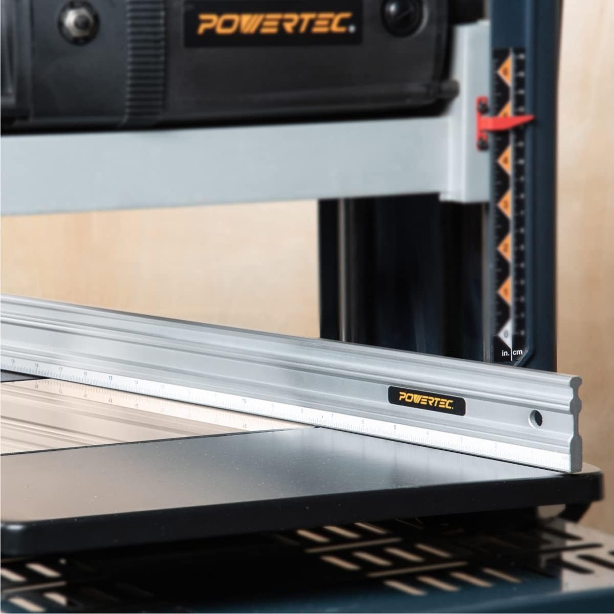 POWERTEC 71213 18" Anodized Aluminum Straight Edge | Metal Straight Edge Machined Flat to Within 0.001” Over Full 18” - Professional Finishing Tools