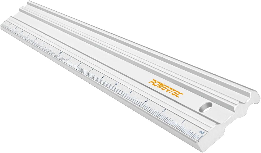 POWERTEC 71213 18" Anodized Aluminum Straight Edge | Metal Straight Edge Machined Flat to Within 0.001” Over Full 18” - Professional Finishing Tools