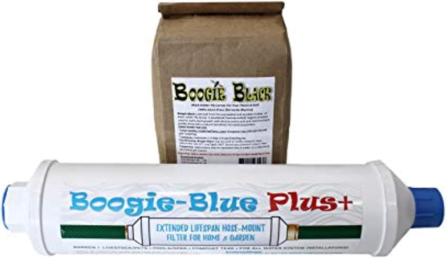 Boogie Blue Plus High Capacity Water Filter for Garden Hose, RV and Outdoor use -Removes Chlorine, Chloramines, VOCs, Pesticides/Herbicides Bundle with Boogie Black Fly Soldier Larvae 1lb