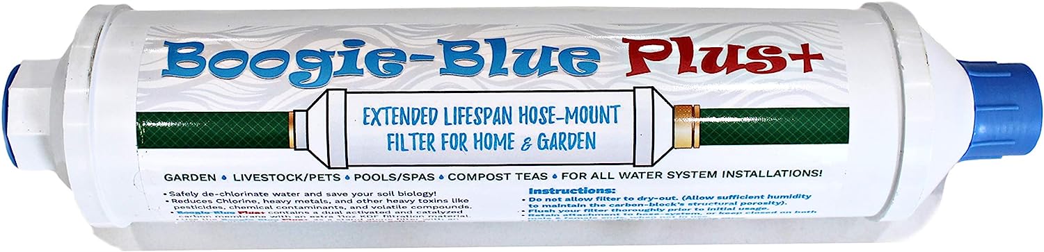 Boogie Blue Plus High Capacity Water Filter for Garden Hose, RV and Outdoor use -Removes Chlorine, Chloramines, VOCs, Pesticides/Herbicides Bundle with Boogie Black Fly Soldier Larvae 1lb