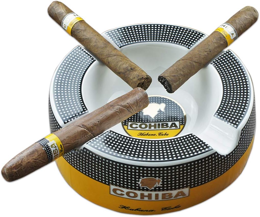 GUEVARA Cigar Ashtray Big Ashtrays for 8" Round Cigarettes Large Rest Outdoor Cigars Ashtray for Patio/Outside/Indoor Ashtray