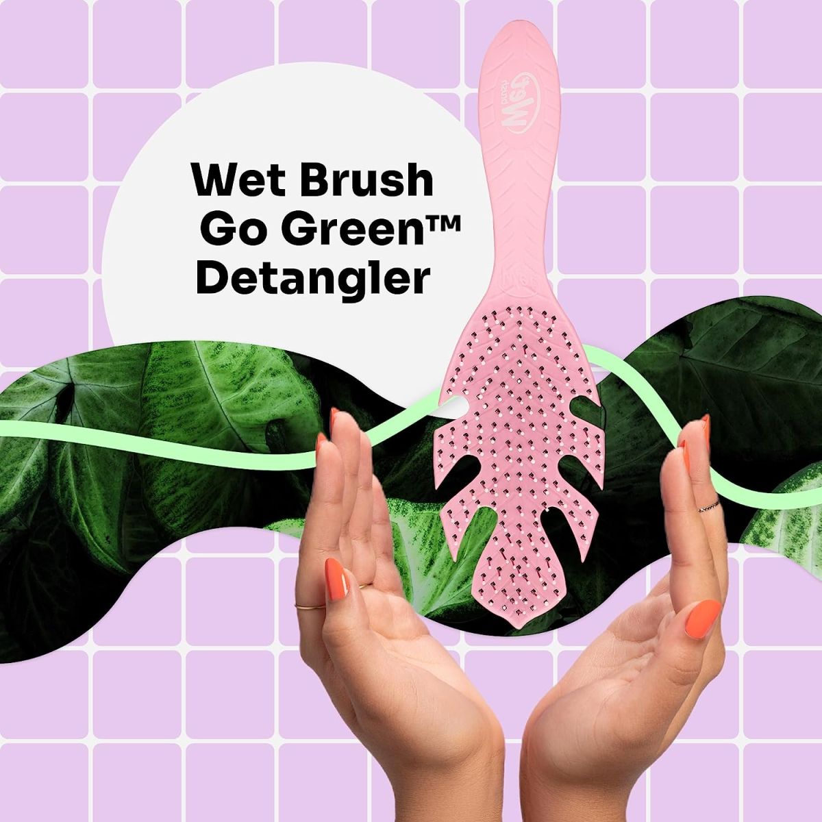 Wet Brush Go Green Hair Detangler Brush - Pale Pink - Exclusive Ultra-Soft IntelliFlex Bristles Glide Through Tangles with Ease for All Hair Types - No Split Ends and Pain-Free for Wet or Dry Hair