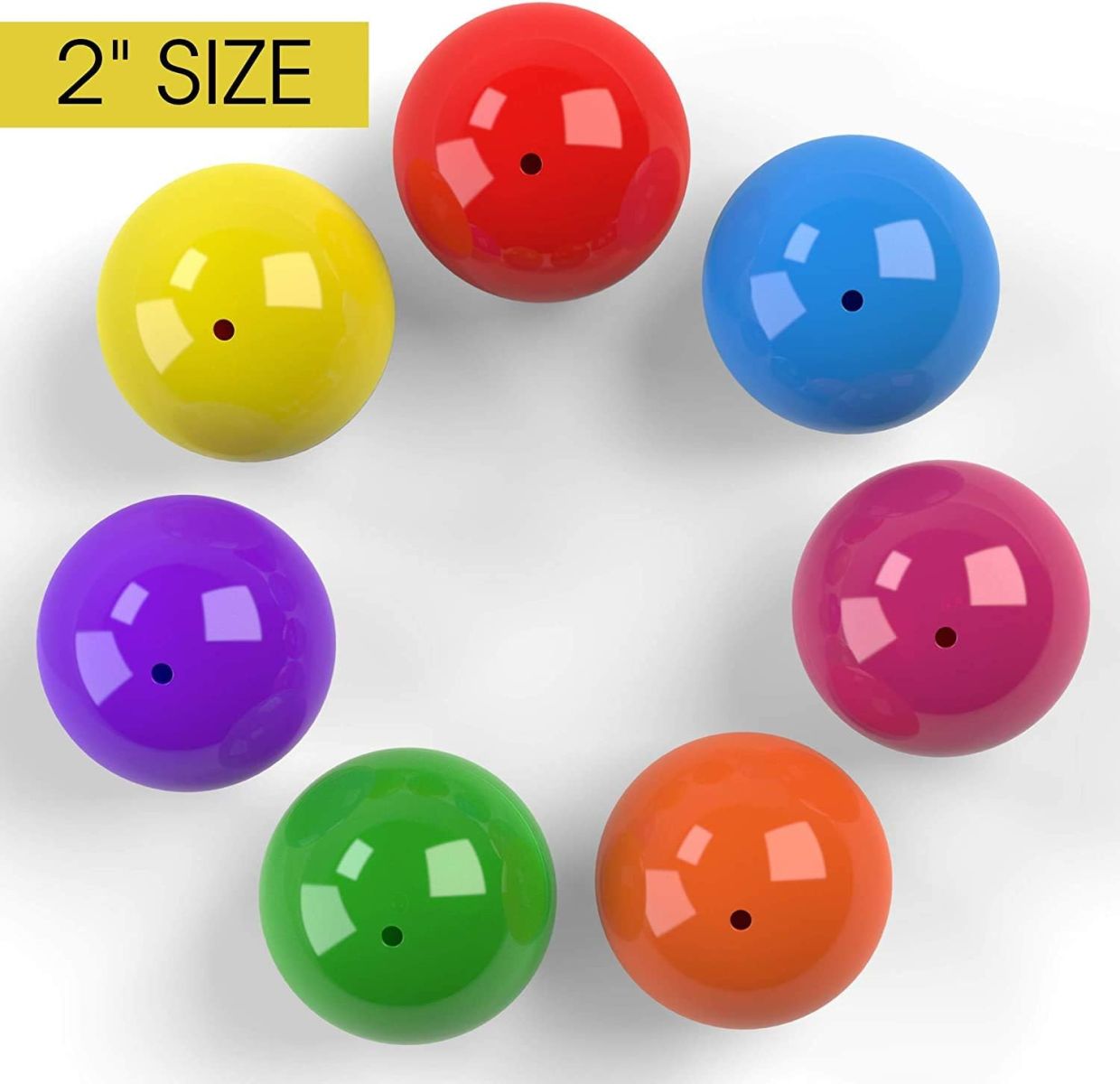 Empty Colored Round Capsules 2 inch 50 pcs Bulk 7 Colors Capsule for Gumball Machines Plastic Containers 50 mm