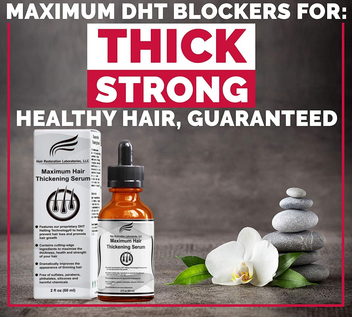 Hair Restoration Laboratories Maximum Hair Thickening Serum, Contains Powerful DHT Blocking Ingredients to Prevent Hair Loss with Instant Results, Hair Regrowth Treatment for Men and Women, 2 fl oz