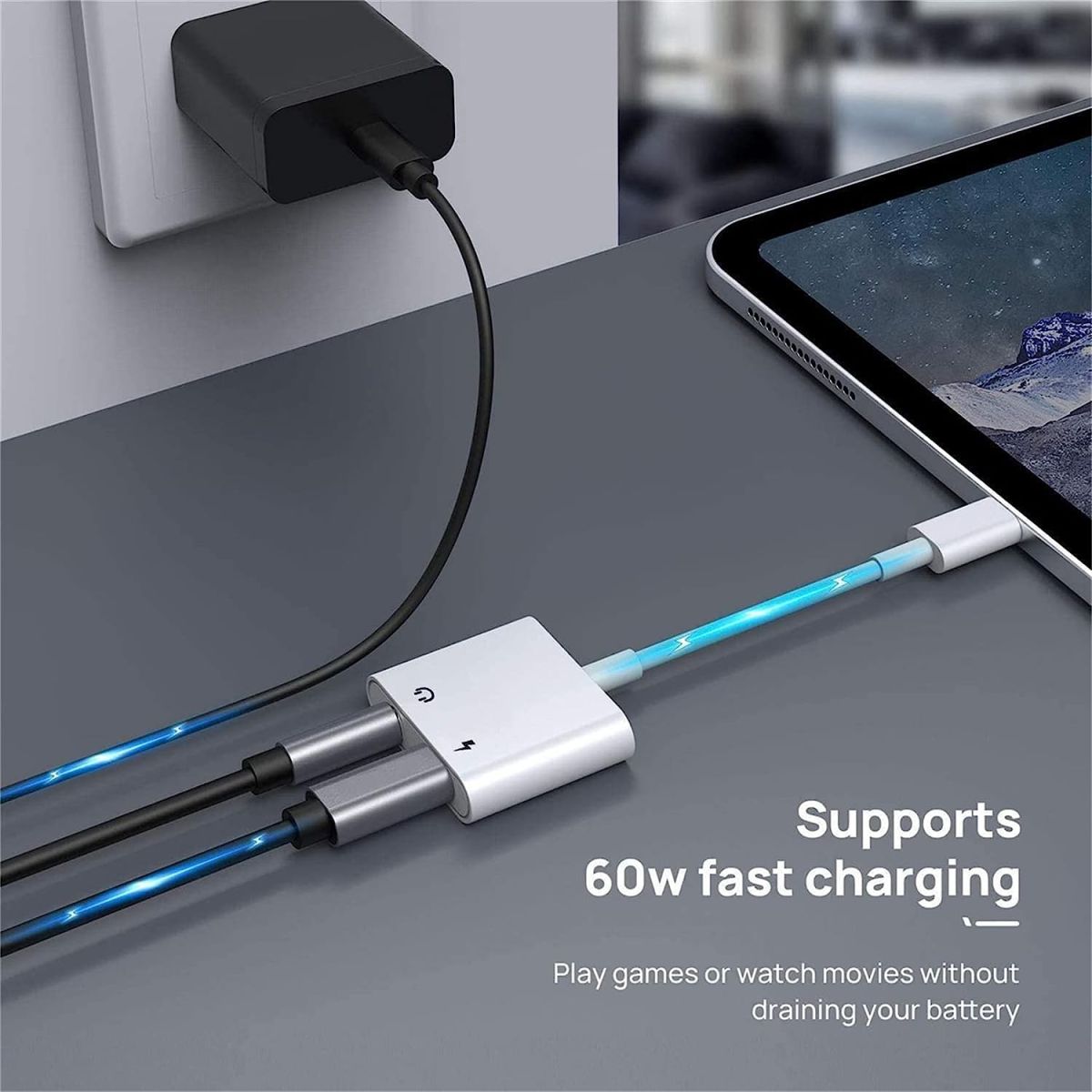 [2 Pack] Headphone Adapter for iPhone 2 in 1 Lightning to 3.5mm AUX Audio Dongle [Apple MFi Certified] Charger Splitter for iPhone Accessories Compatible iPhone 14/13/12/11/X/8/iPad Support iOS System