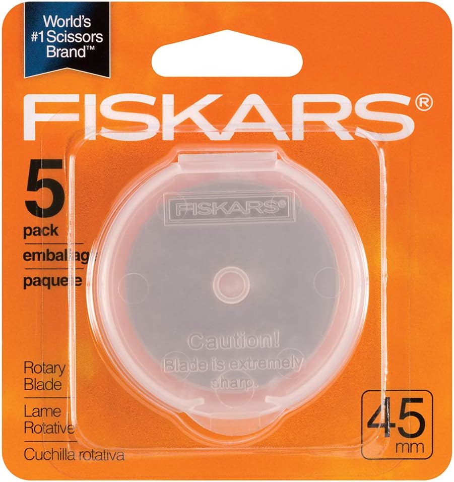 Fiskars 95287097J Rotary Cutter Replacement Blades, 45mm , 5 Pack