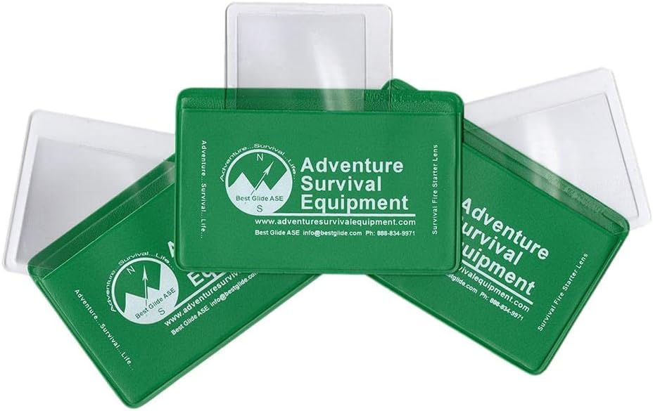 Best Glide ASE Credit Card Size Fresnel Lens Fire Starter and Magnifier Lenses (3 Pack - Green)