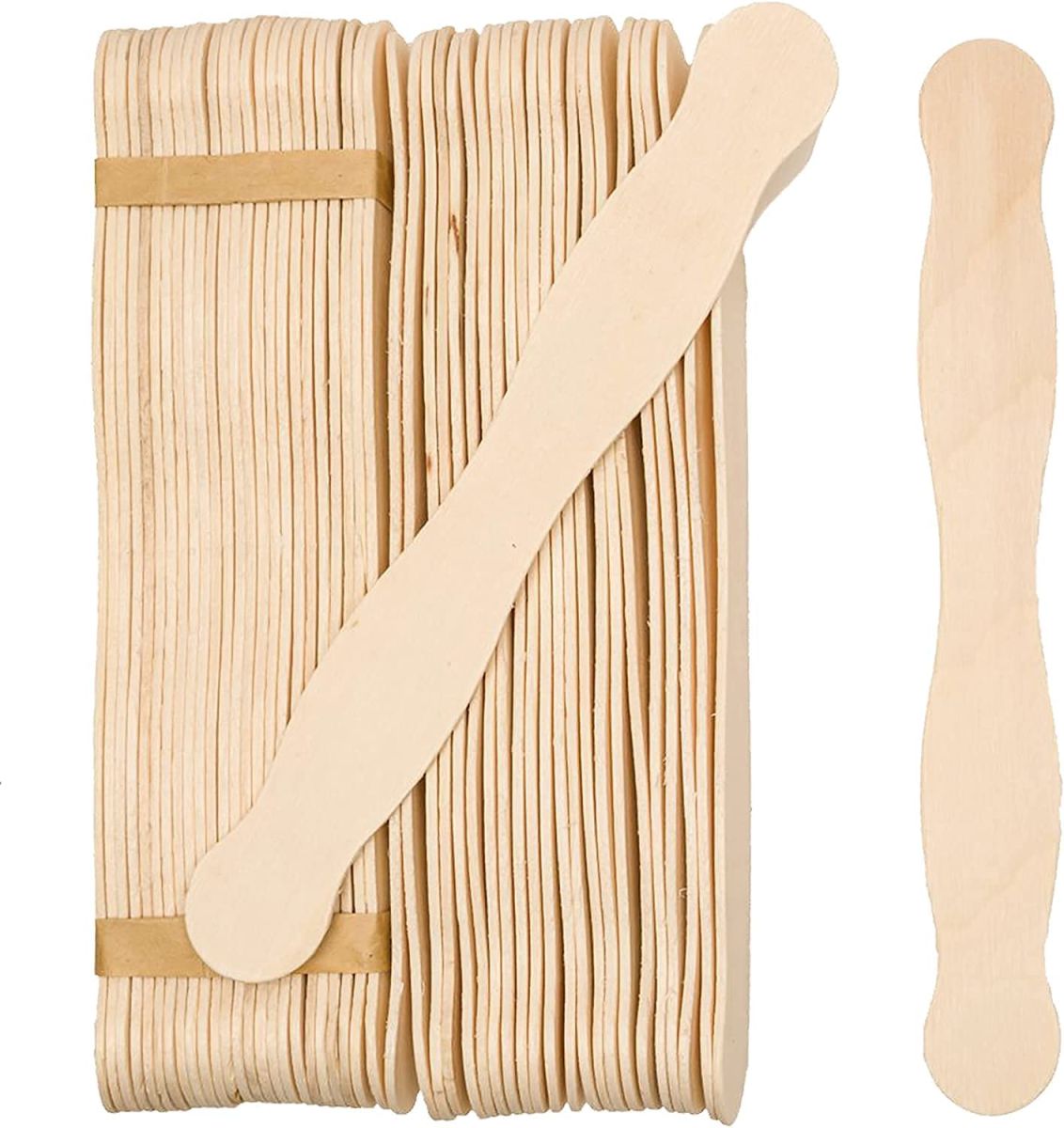 Wooden 8" Fan Handles, Wedding Programs, or Paint Mixing, Pack 100, Jumbo Craft Popsicle Sticks for Auction Bid Paddles, Wooden Wavy Flat Stems for Any DIY Crafting Supplies Kit