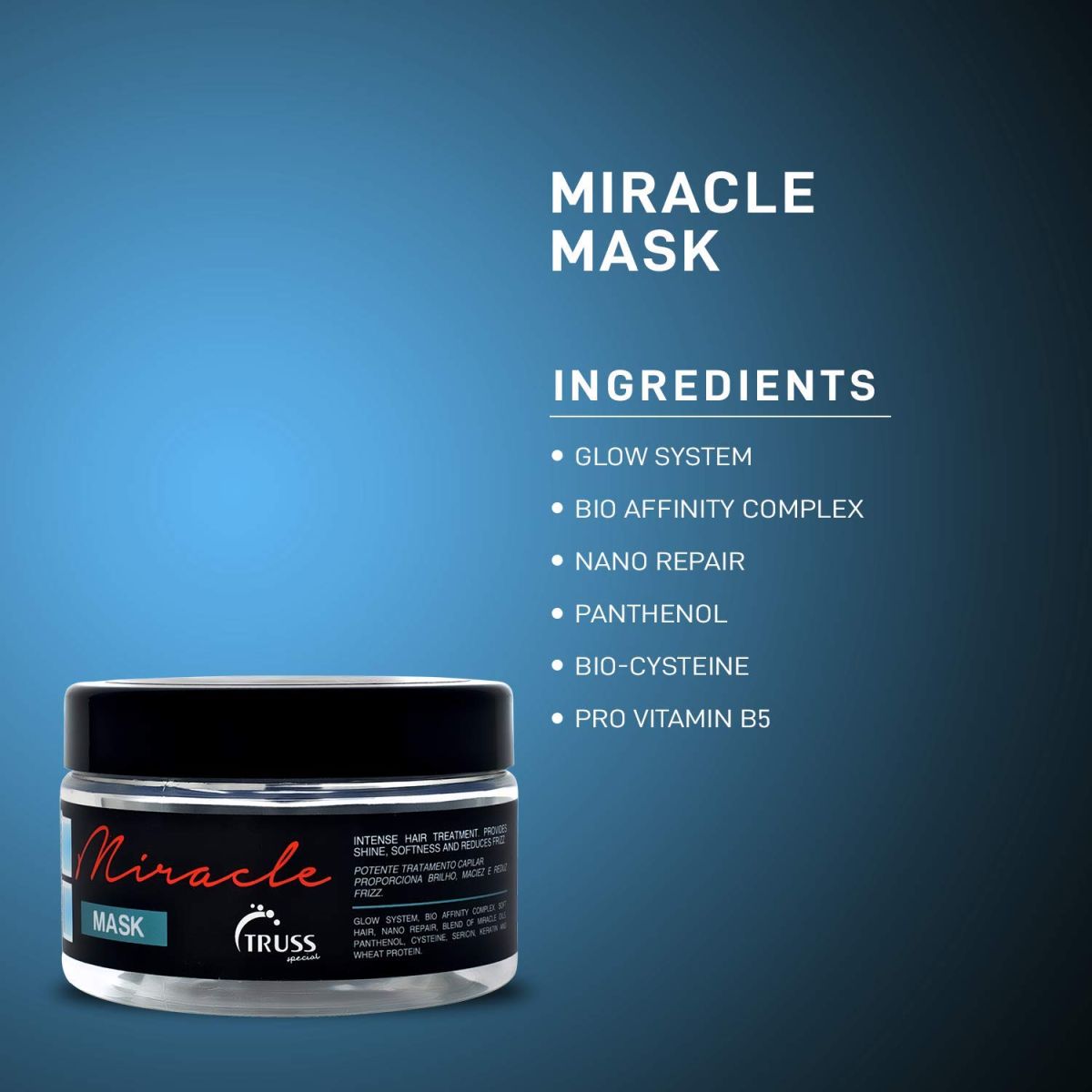 Professional Miracle Mask - Intensive Moisture; Protein Infused; Keratin Conditioning Hair Mask - Repair Conditioner; Reconstructor; Detangler; Anti-Frizz; Repairs Dry; Damaged Hair