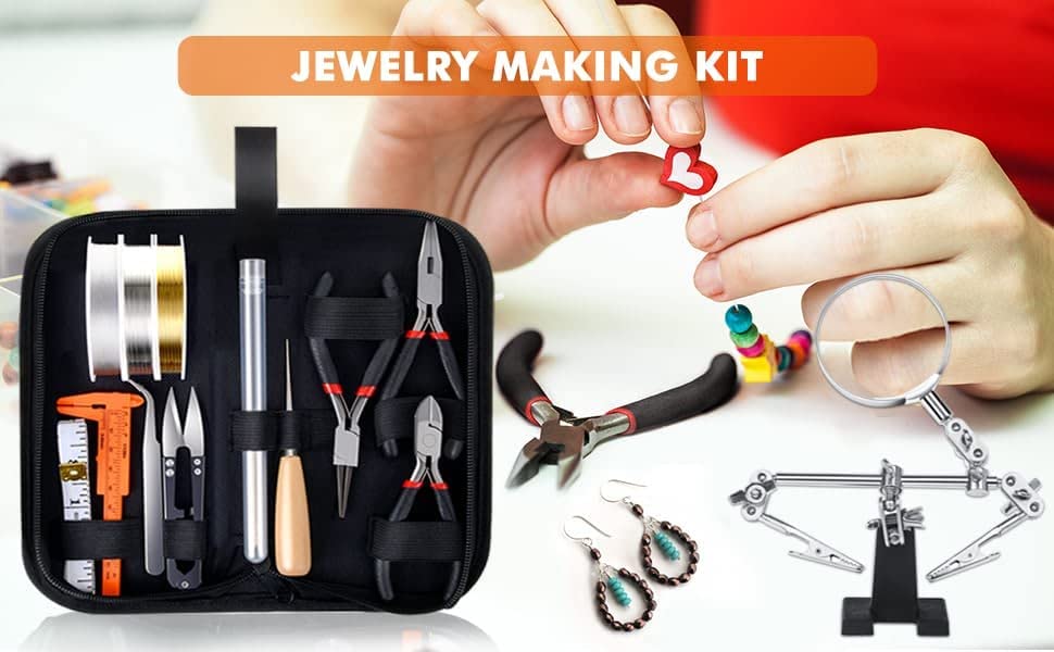 Jewelry Making Supplies Kit with Jewelry Tools, Jewelry Wires and Jewelry Findings for Jewelry Repair and Beading