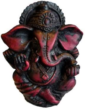 Mini 2" Ganesh Statue. Pocket Ganesha Statue Small for Bringing Good Luck, Success and Protection. (Dark Cherry Wood Patina Finish)