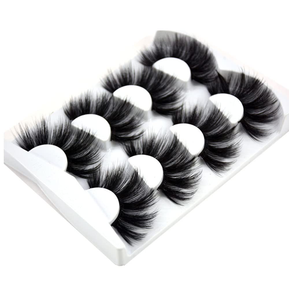 NEW 4 Pairs 3D Mink Hair False Eyelashes Criss-cross Wispy Cross Fluffy length 25mm Lashes Extension Handmade Eye Makeup Tools (MDR-5)