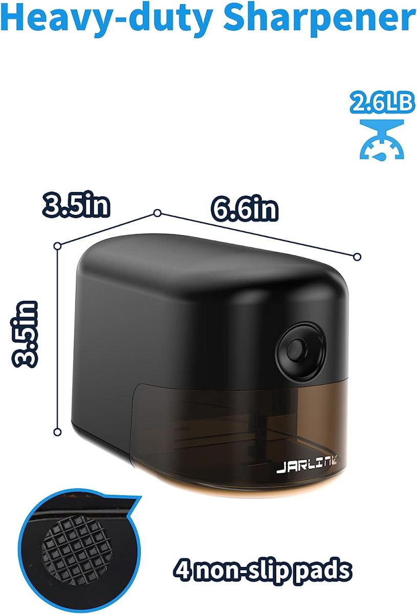 JARLINK Electric Pencil Sharpener, Heavy Duty Pencil Sharpeners for 6-8mm No.2/Colored Pencils, Wall Industrial Pencil Sharpener with Stronger Helical Blade in Classroom/Office/Home (Black)