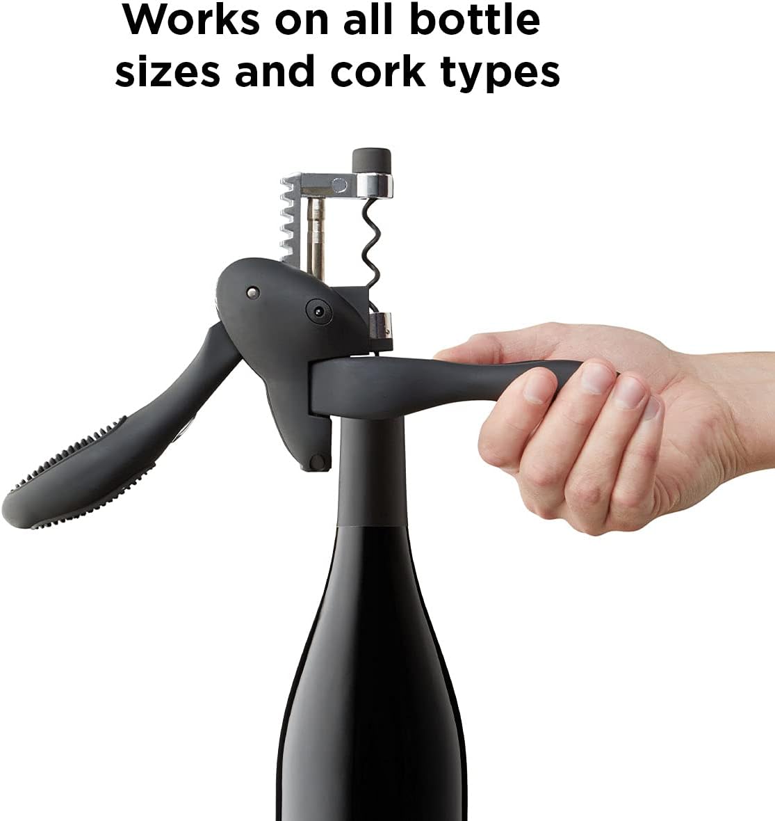 Rabbit Wine Corkscrew with Foil Cutter, 1 EA, Black