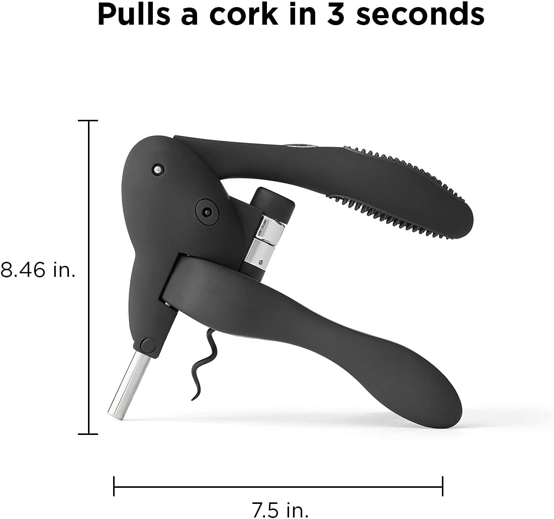 Rabbit Wine Corkscrew with Foil Cutter, 1 EA, Black