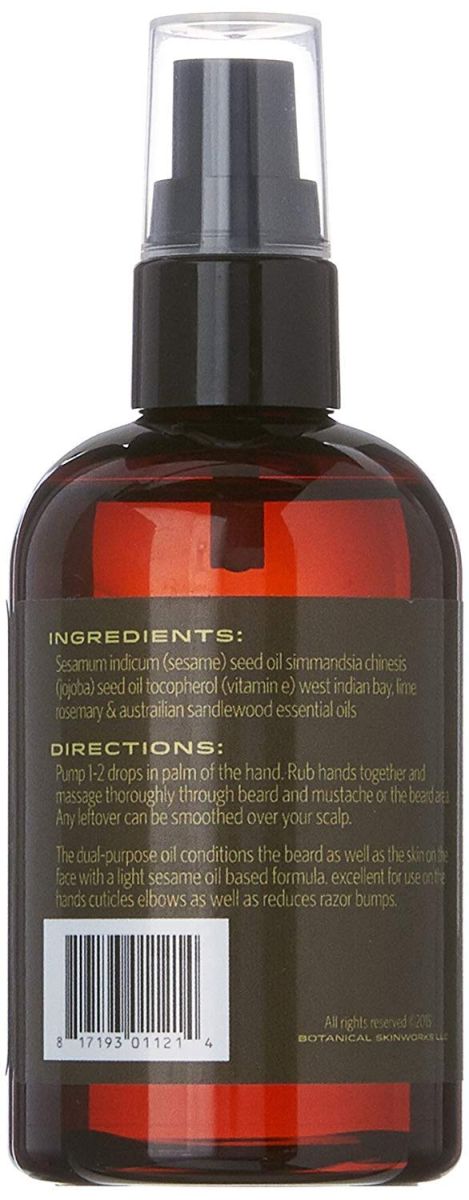Natural Man Bay Lime Beard Oil - All Natural Beard Conditioner by Botanical Skinworks, 4 Ounce