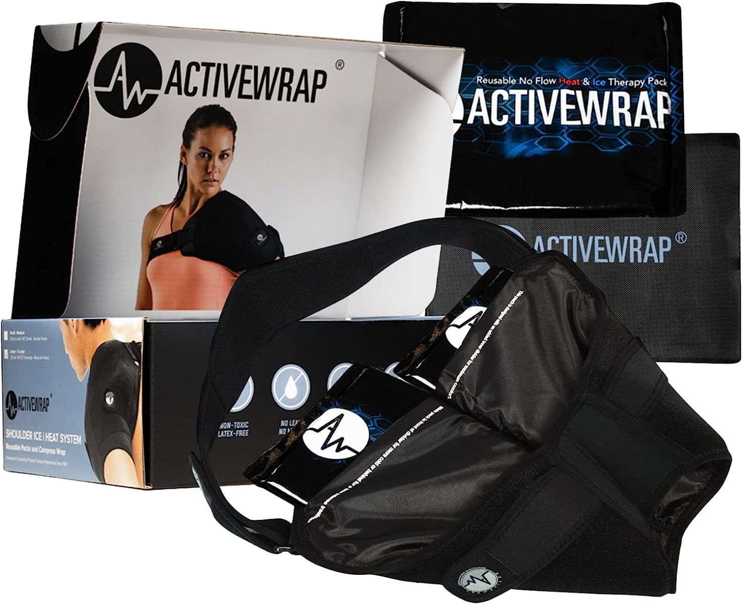 ActiveWrap Shoulder Ice Pack Wrap With Two Reusable Hot & Cold Packs - Rotator Cuff Ice Therapy