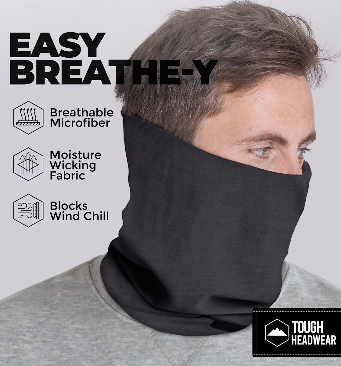 Tough Headwear Neck Warmer - Winter Fleece Neck Gaiter, Ski Tube Scarf & Snowboard Half Face Mask, Face Cover for Men & Women