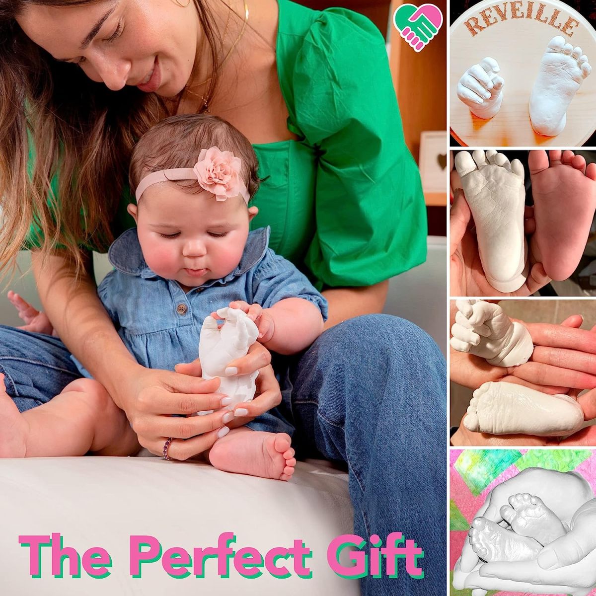 Luna Bean Baby Keepsake Foot & Hand Casting Kit - Mold Casting Kit - First Mothers Day Gifts DIY, Baby Keepsake Kit Gender Neutral Baby Shower Gifts Baby Boys & Girls, Newborn Gifts Registry (Pearl)
