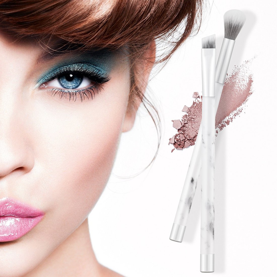 UNIMEIX Marble Makeup Brushes 15 Pieces Makeup Brush Set Premium Face Eyeliner Blush Contour Foundation Cosmetic Brushes for Powder Liquid Cream