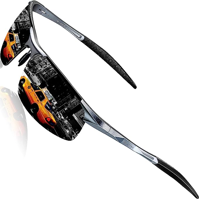 SIPLION Men's Driving Polarized Sport Sunglasses Al-Mg Metal Frame Ultra Light