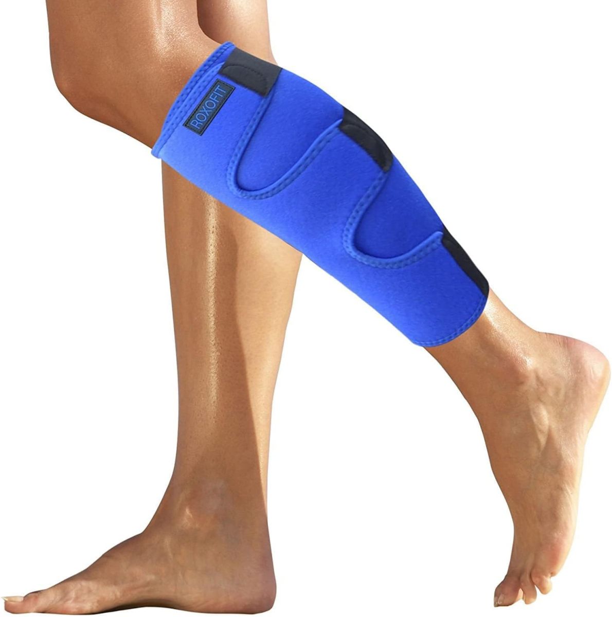 ROXOFIT Calf Brace for Torn Calf Muscle and Shin Splint Pain Relief - Calf Compression Sleeve for Strain, Tear, Lower Leg Injury - Neoprene Runners Tibia Splints Wrap for Men and Women