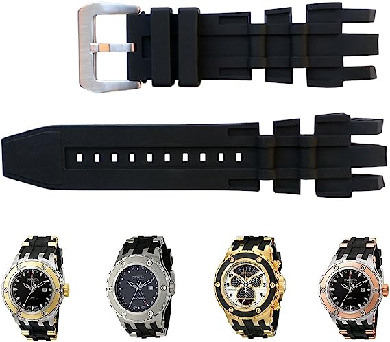 Vicdason for Invicta Subaqua Reserve GMT Watch Bands Replacement Strap with Bukcle - Black Rubber Silicone Invicta Watch Strap