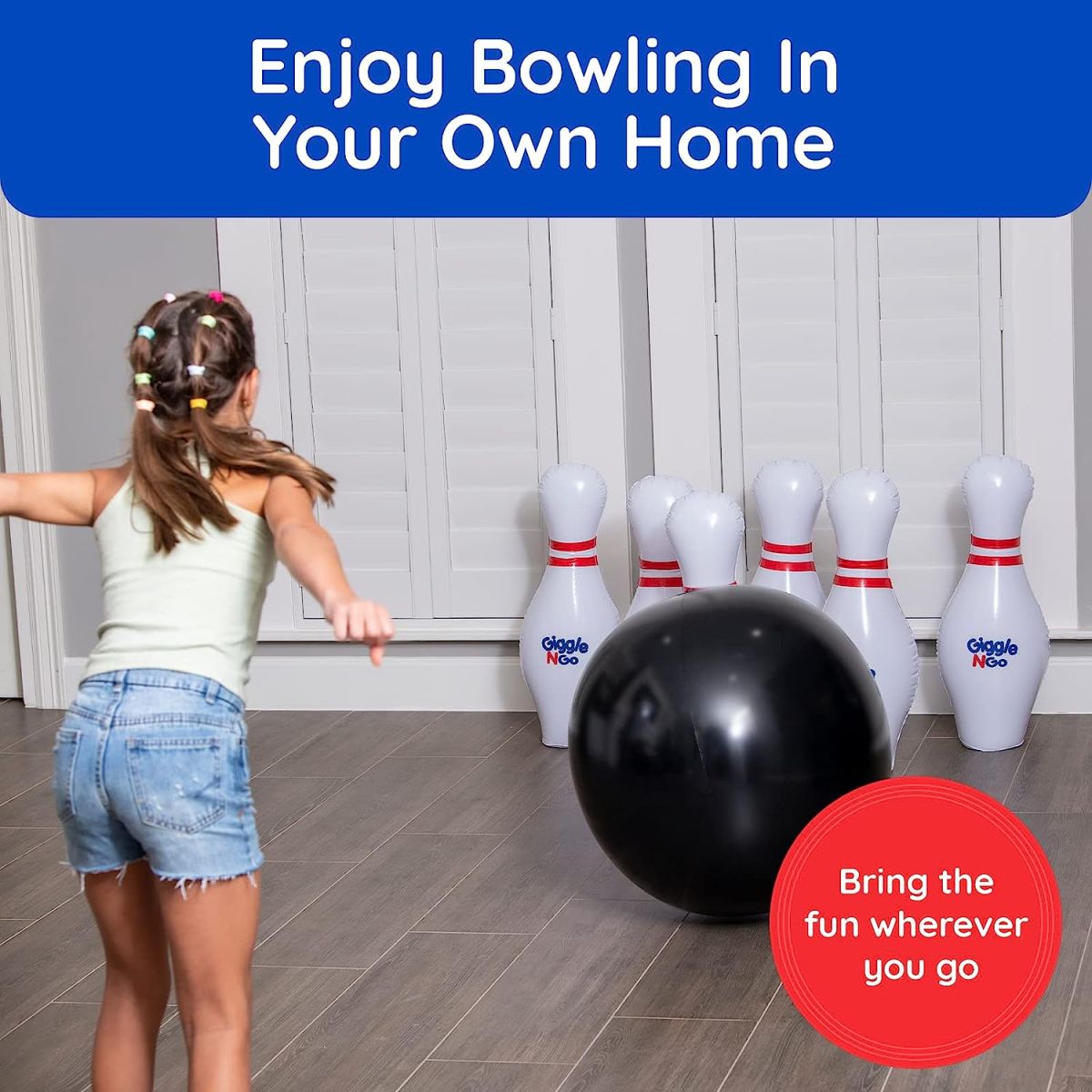 Giggle N Go Kids Bowling Set Indoor Games or Outdoor Games for Kids. Hilariously Fun Giant Yard Games for Kids and Adults. Fun Sports Games, Outside Games or Indoor Games for Kids