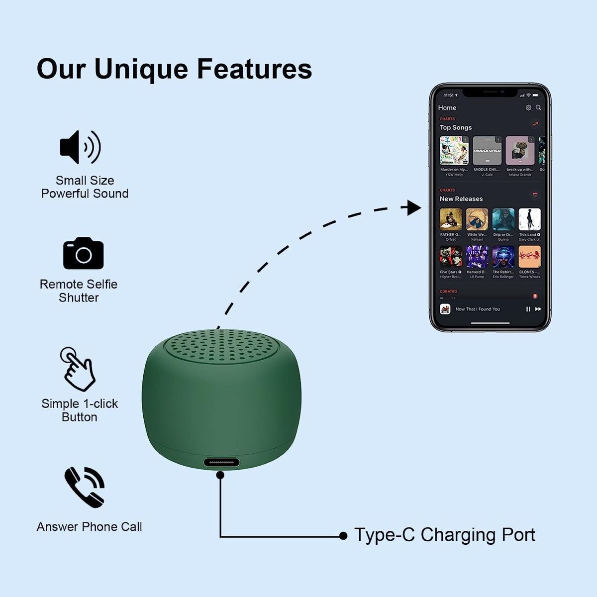 MOMOHO The Smallest Mini Bluetooth Speaker Wireless Small Bluetooth Speakers with Built in Mic,TWS Pairing Portable Speaker for Home/Outdoor/Travel/Party, Gift (Green)