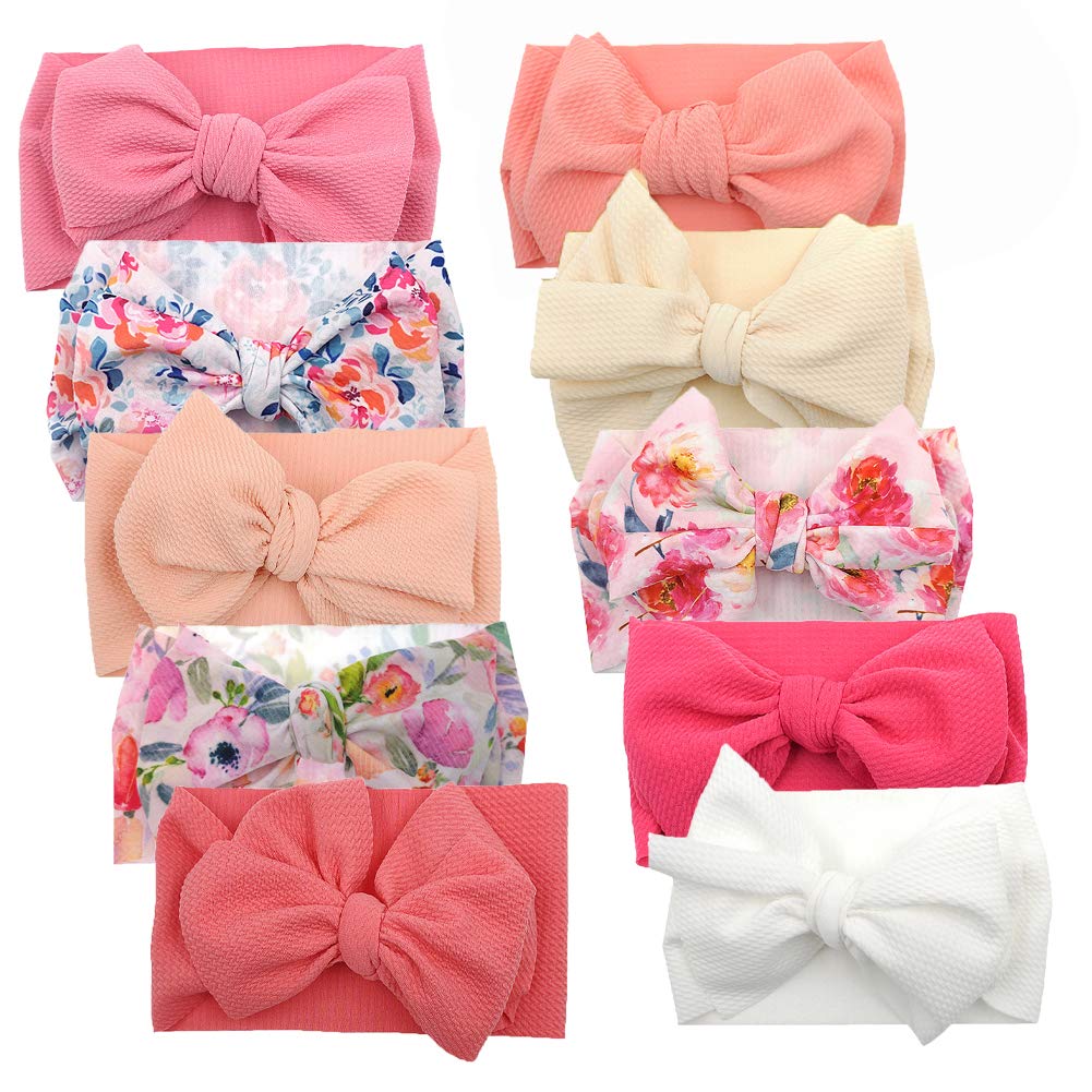 KIDOCHEESE Big Bows Baby Girl Headbands with Bows Elastics Nylon Hairbands Oversized Head Wraps Large Hair Bow Hair Accessories for Baby Girls Newborn Infant Toddlers Kids