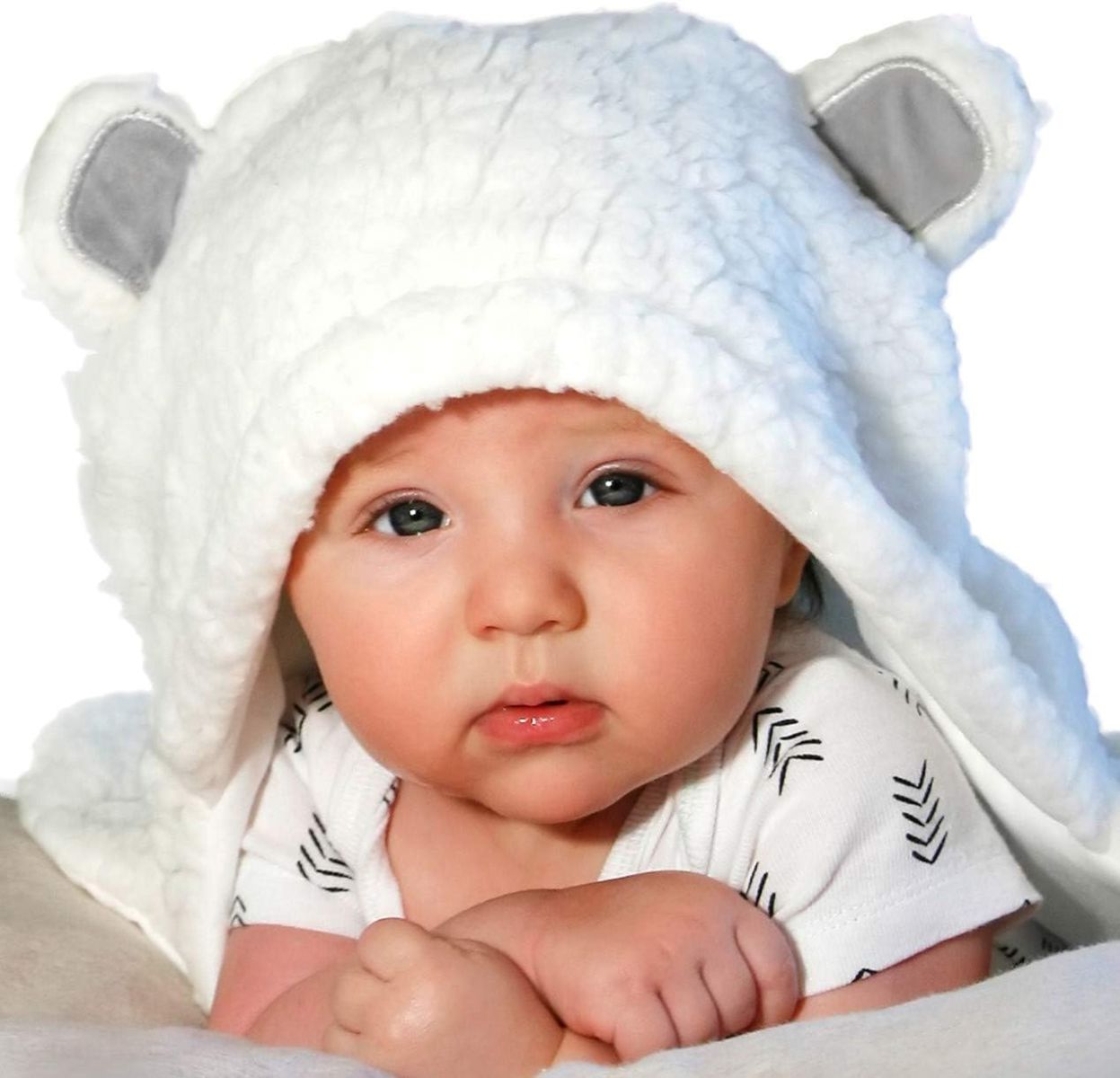 Jam Naturals-Cute Bear Organic Newborn Swaddle Wrap-Gender Neutral Soft Plush Receiving Blanket, Newborn Baby Registry Gift(Grey 3-6m)