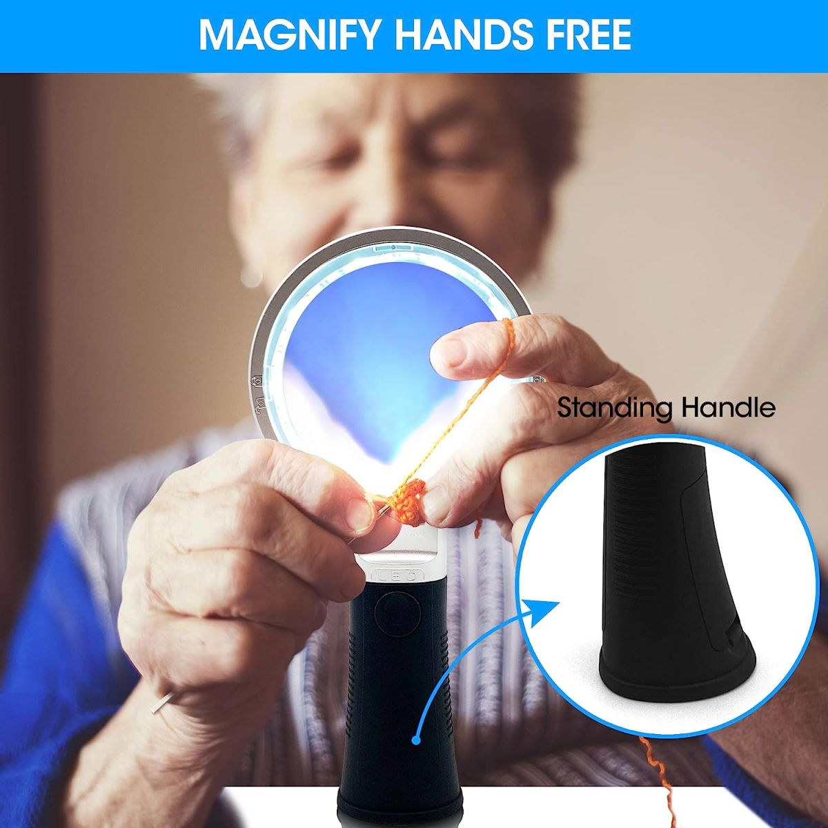 MagniPros Extra Large 10X Magnifying Glass with Detachable Lenses- 3 Light Modes Reading Magnifier with Self-Standing Handle for Hobbyists, AMD, Reading Fine Print, Seniors, Inspection, Coin, Jewelry